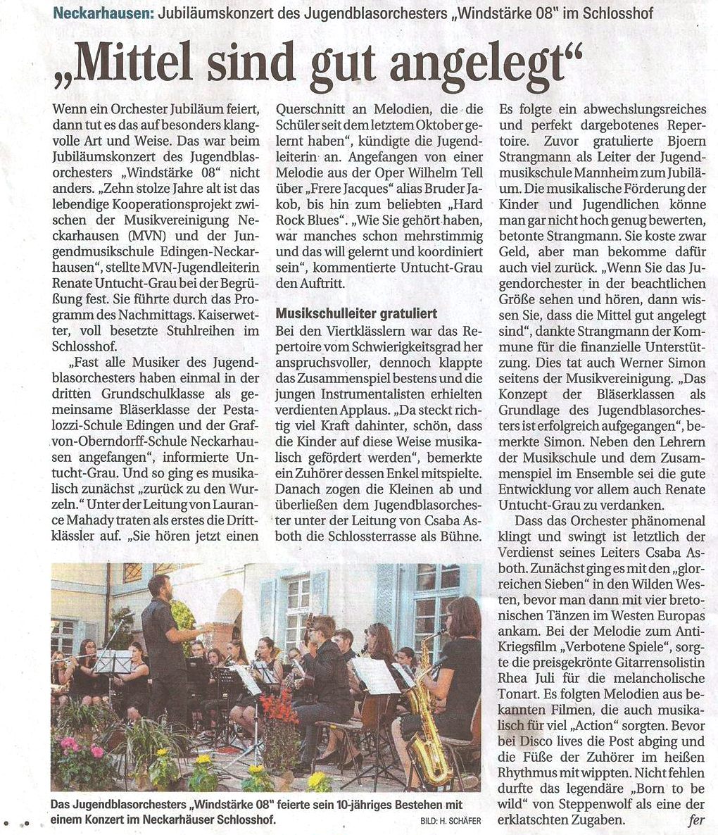 Pressebericht Mannheimer Morgen vom 11.7.18